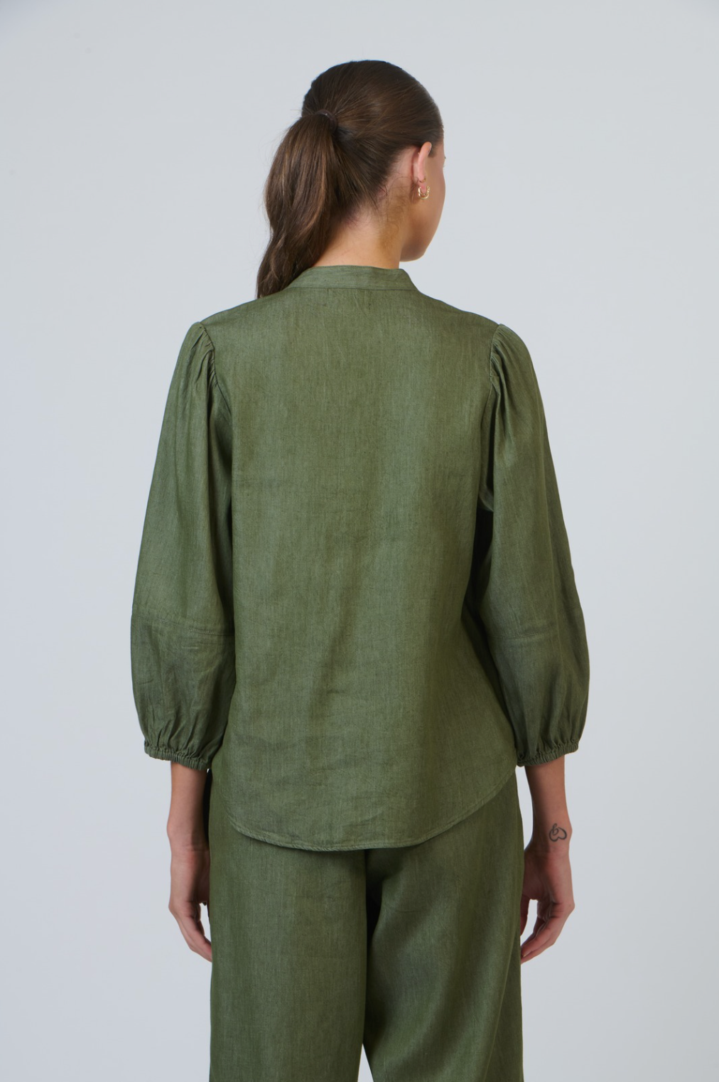 Naturals by O & J Button Through Shirt in Bayleaf Denim