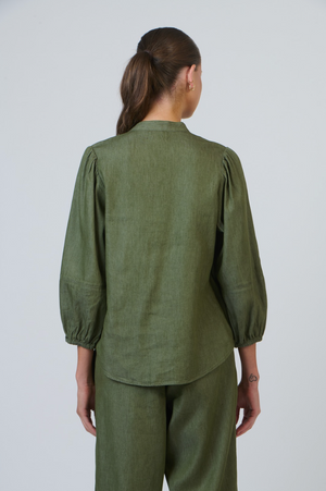 Naturals by O & J Button Through Shirt in Bayleaf Denim