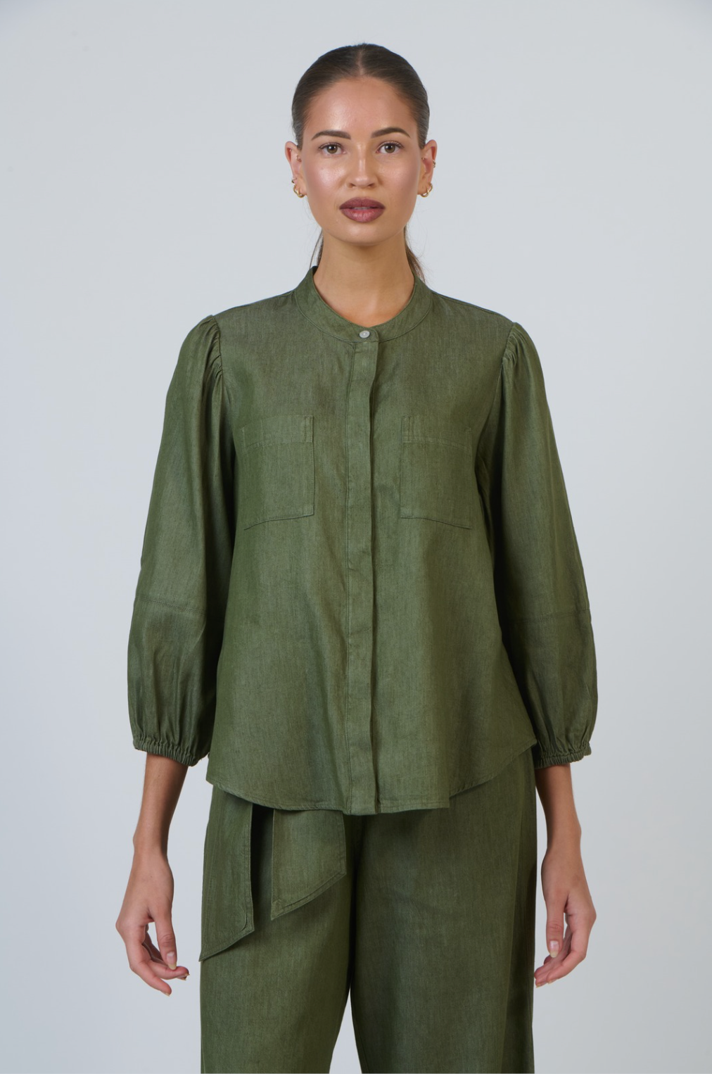 Naturals by O & J Button Through Shirt in Bayleaf Denim