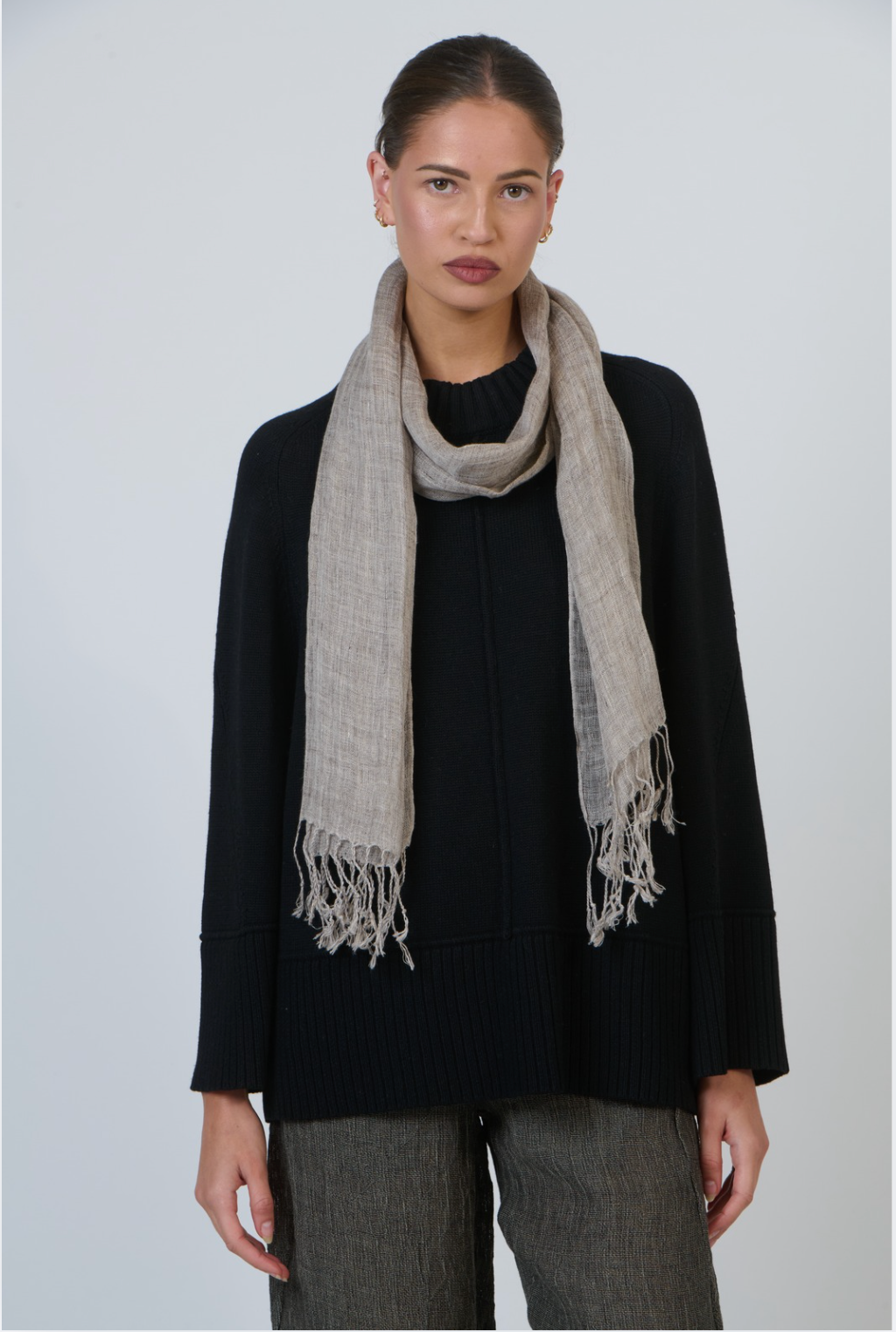 Naturals by O & J Linen Plain Scarf in Taupe