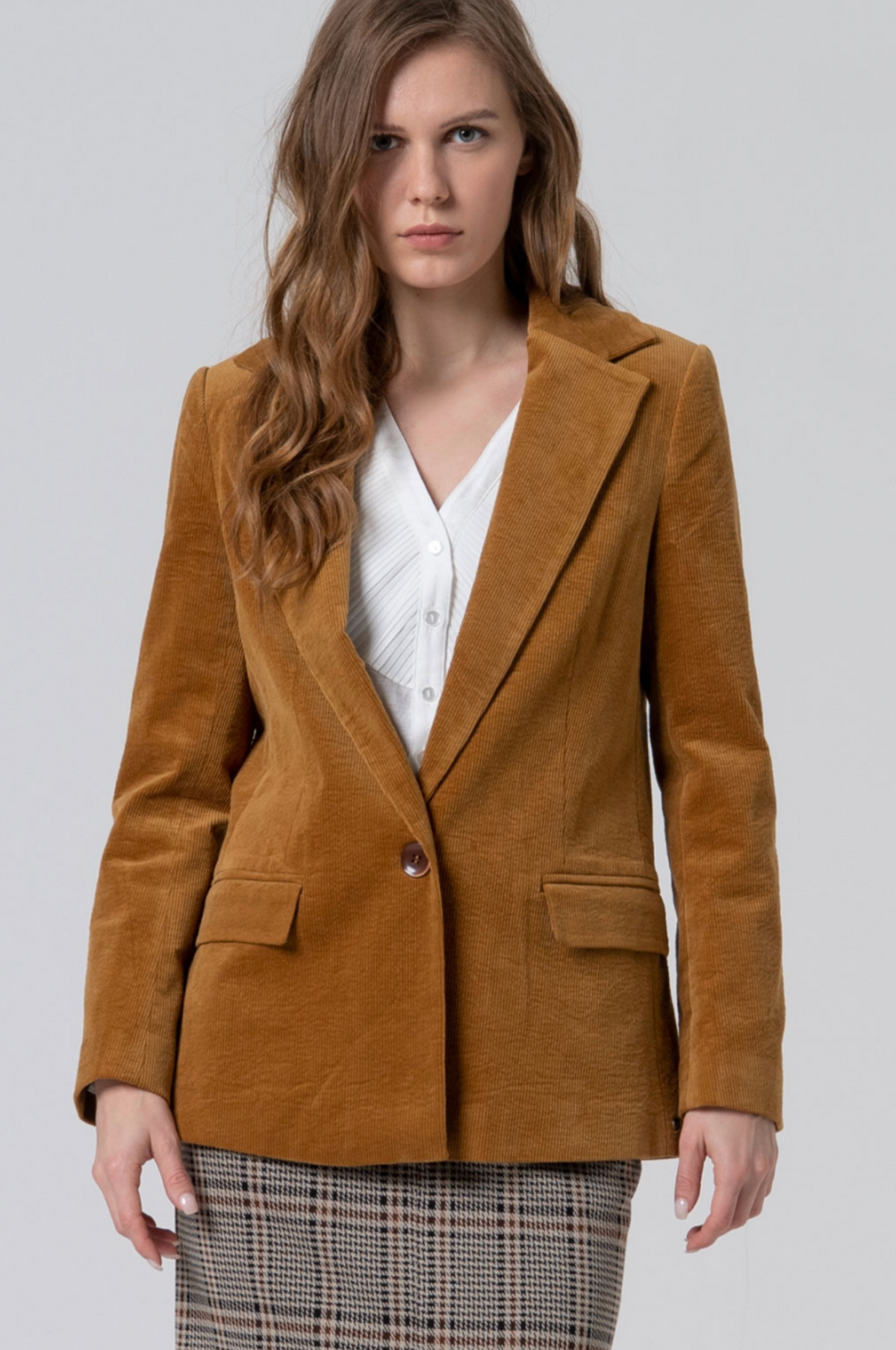 Surkana Corduroy blazer with inner lining in Mustard