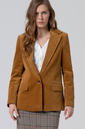 Surkana Corduroy blazer with inner lining in Mustard