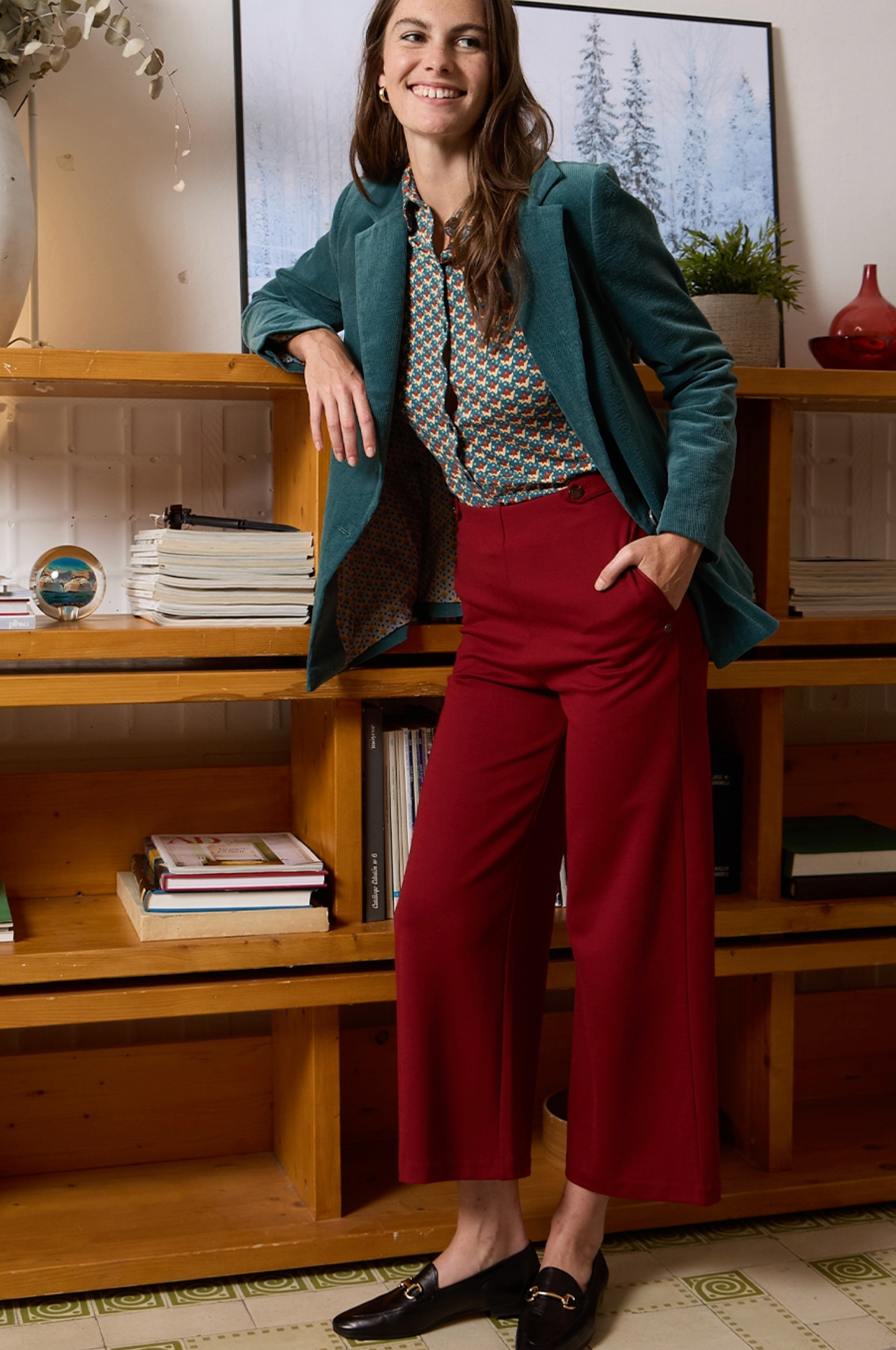 Surkana Corduroy blazer with inner lining in Blue