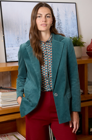 Surkana Corduroy blazer with inner lining in Blue