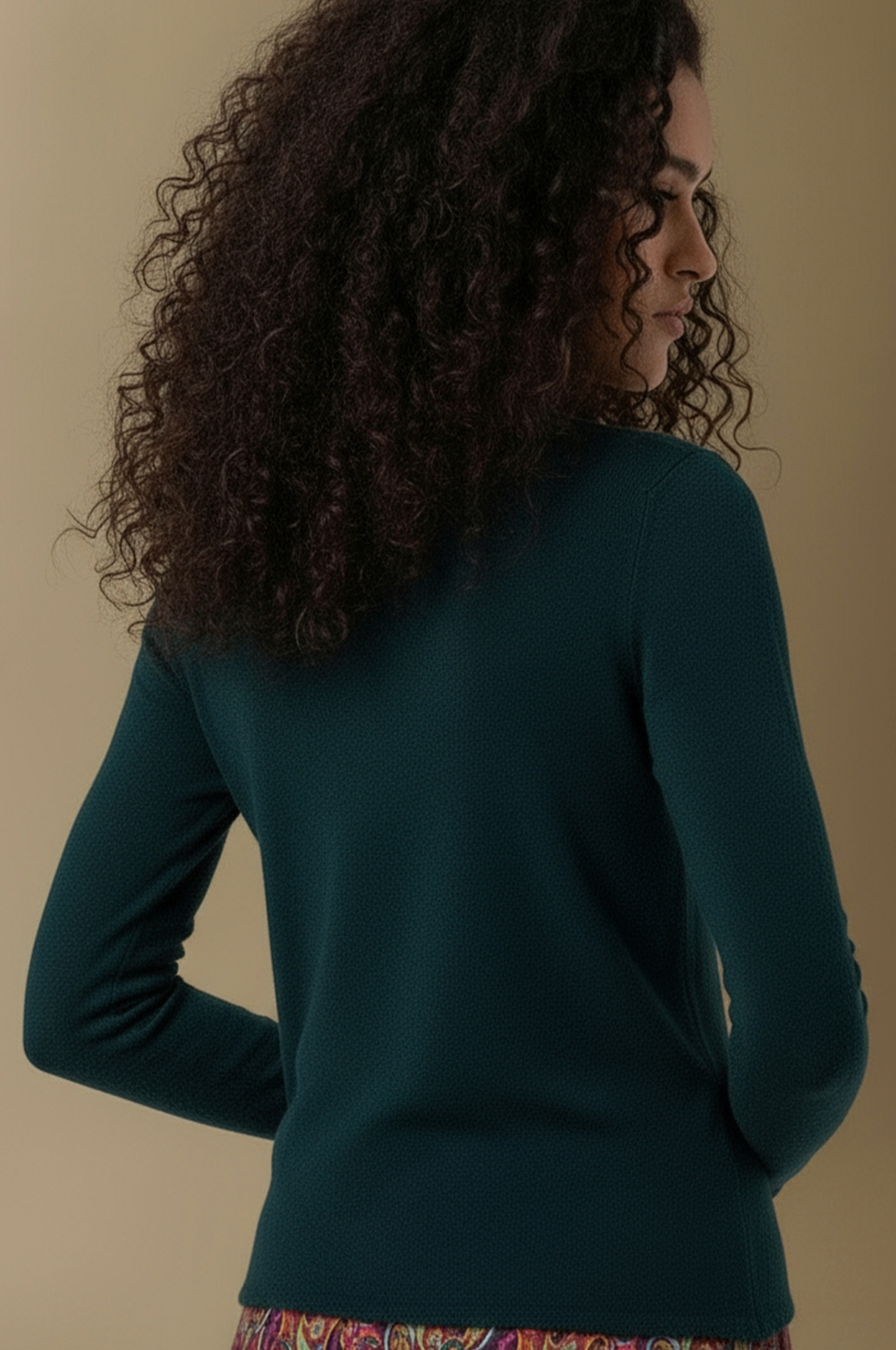 Surkana Knitted sweater perkins collar in Bottle Green