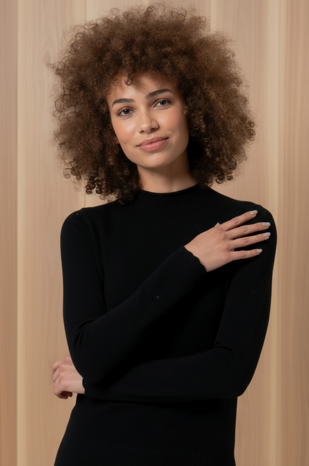 Surkana Knitted Sweater perkins collar in Black