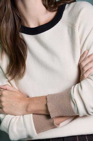 Surkana Knit sweater with contrasting details in Ecru