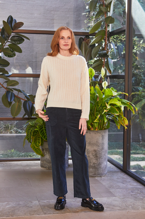 New London Jeans Penrith Loose Leg Ankle Grazer Cord Jean in Iron