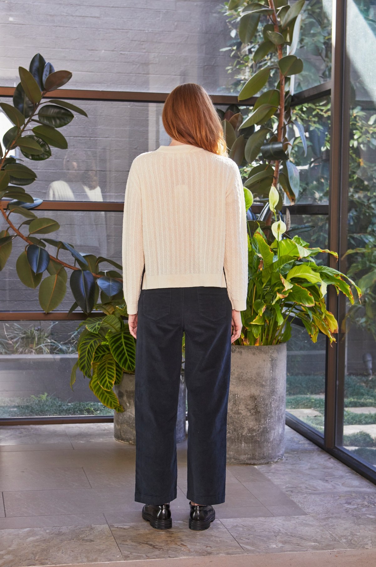 New London Jeans Penrith Loose Leg Ankle Grazer Cord Jean in Iron