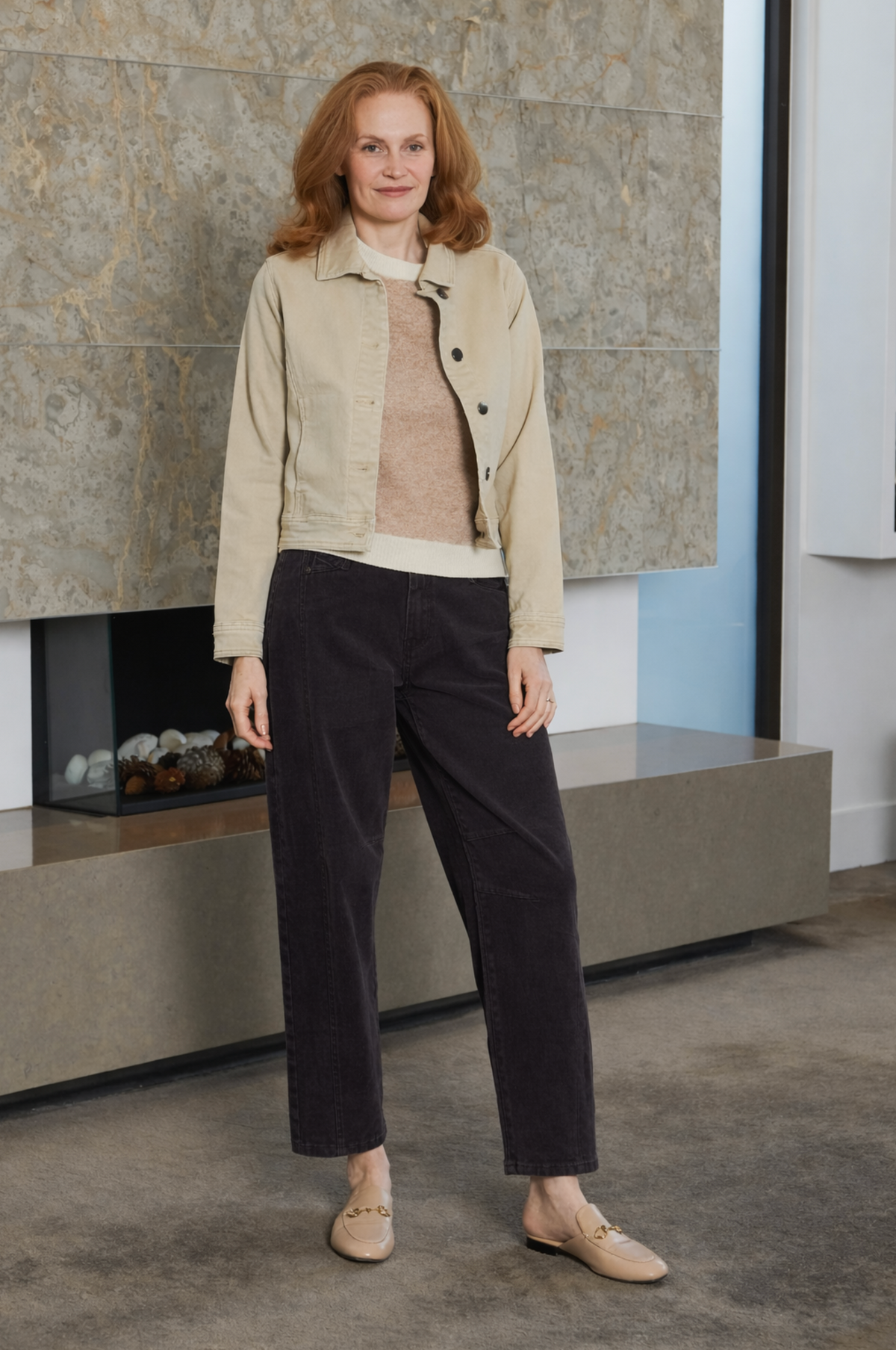 New London Jeans Uphall Boxy Crop Jacket in Oat Twill