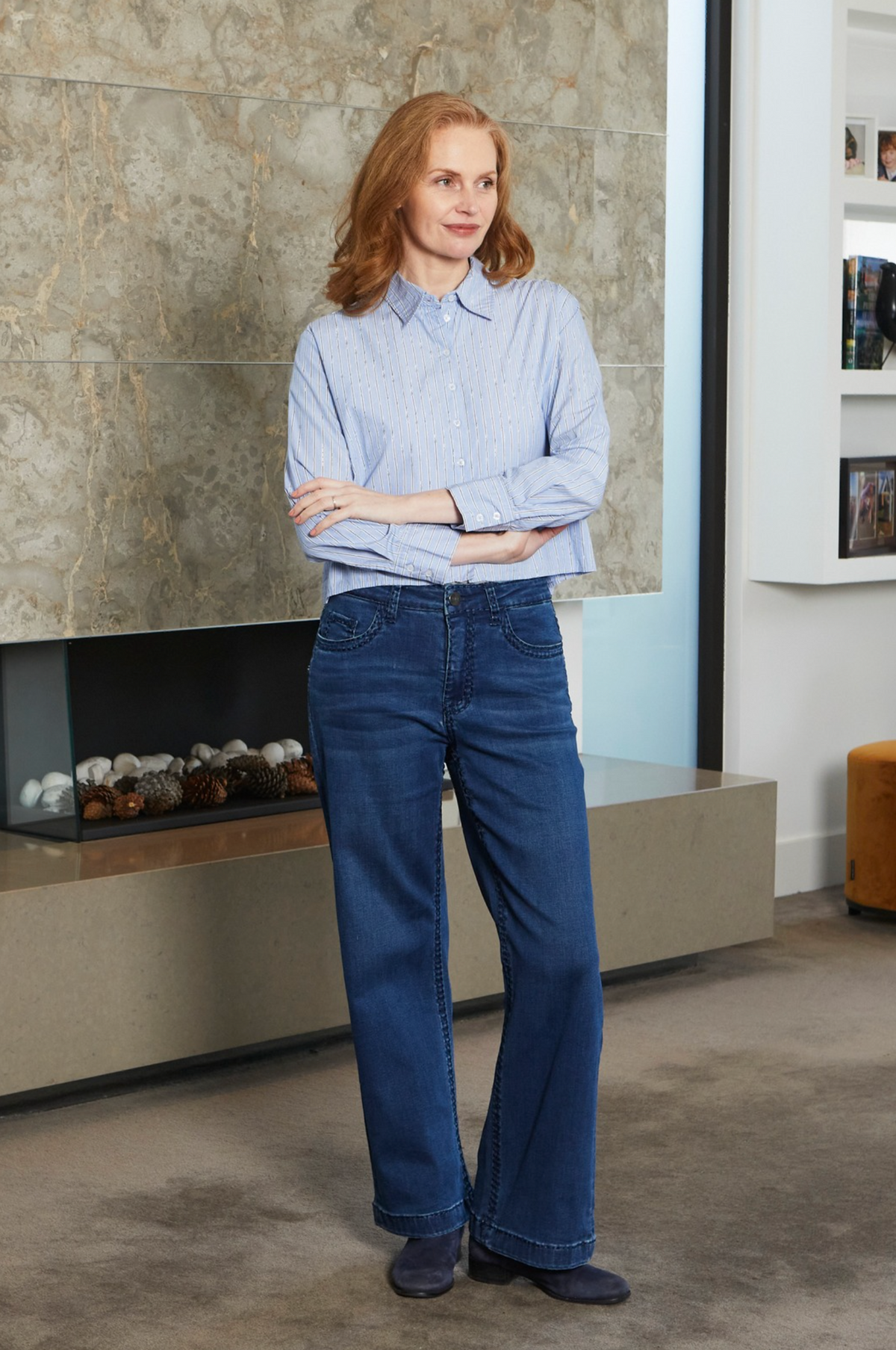 New London Jeans Chelsea Wide Leg Jean in Washed Dark Wash