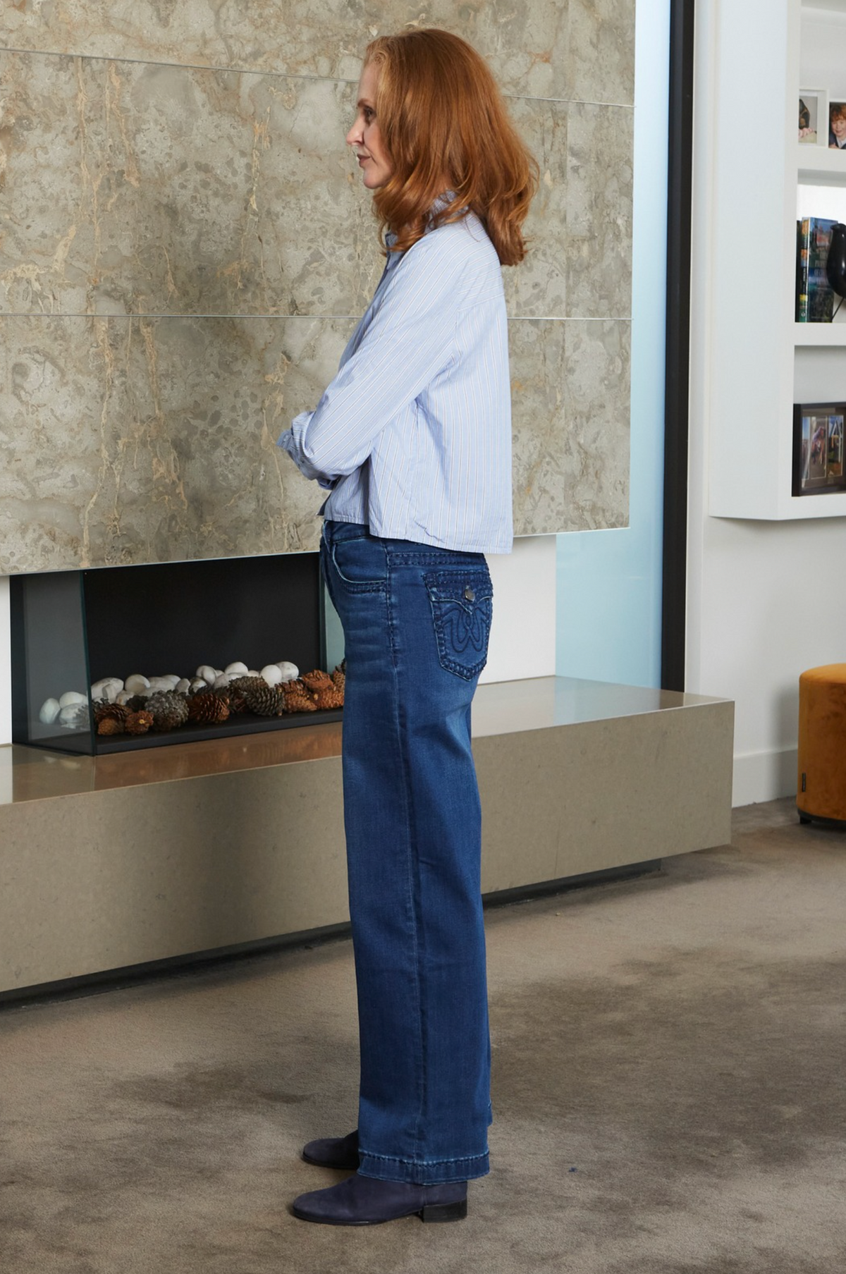 New London Jeans Chelsea Wide Leg Jean in Washed Dark Wash