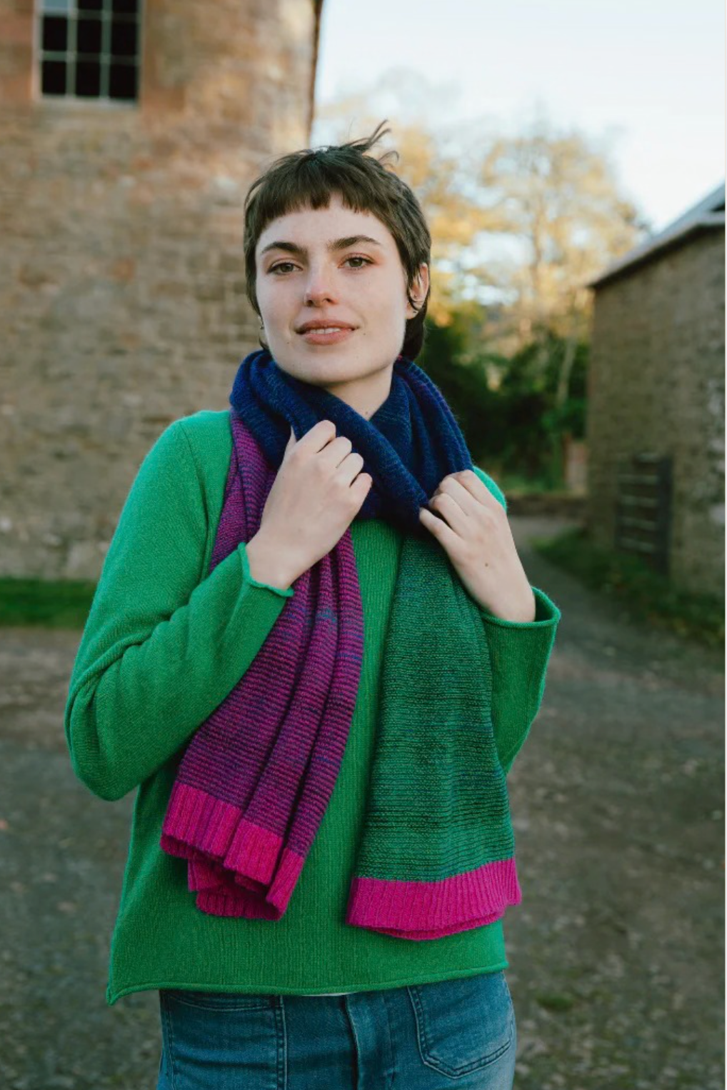 Eribe Knitwear Treeline Wrap in Honesty