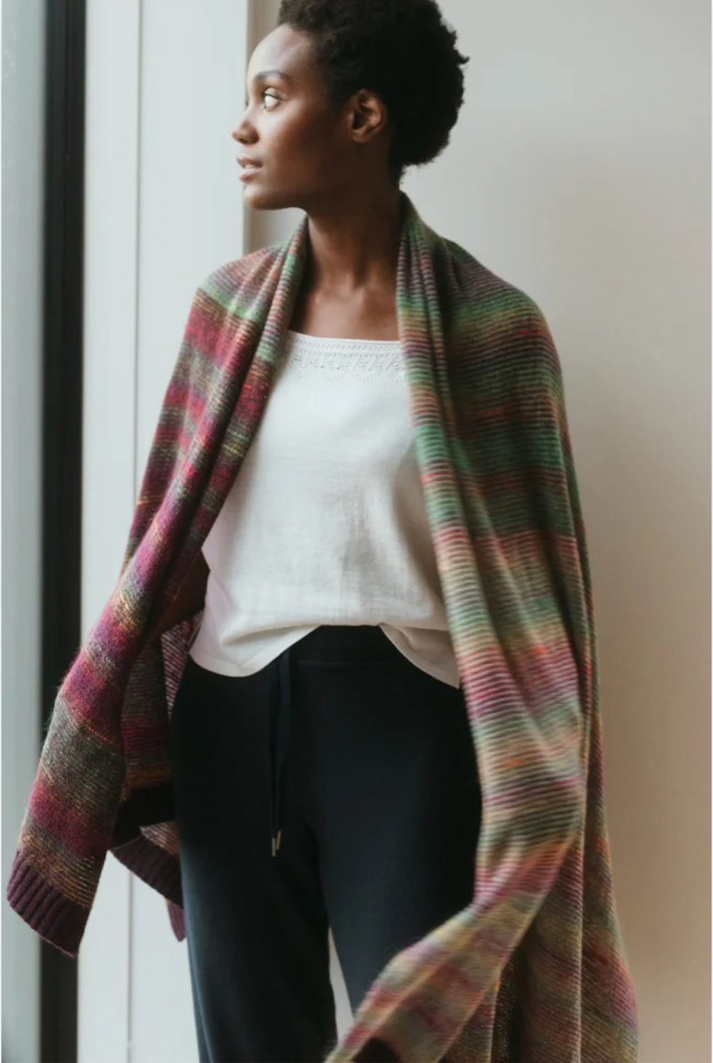 Eribe Knitwear Treeline Wrap in Lingonberry