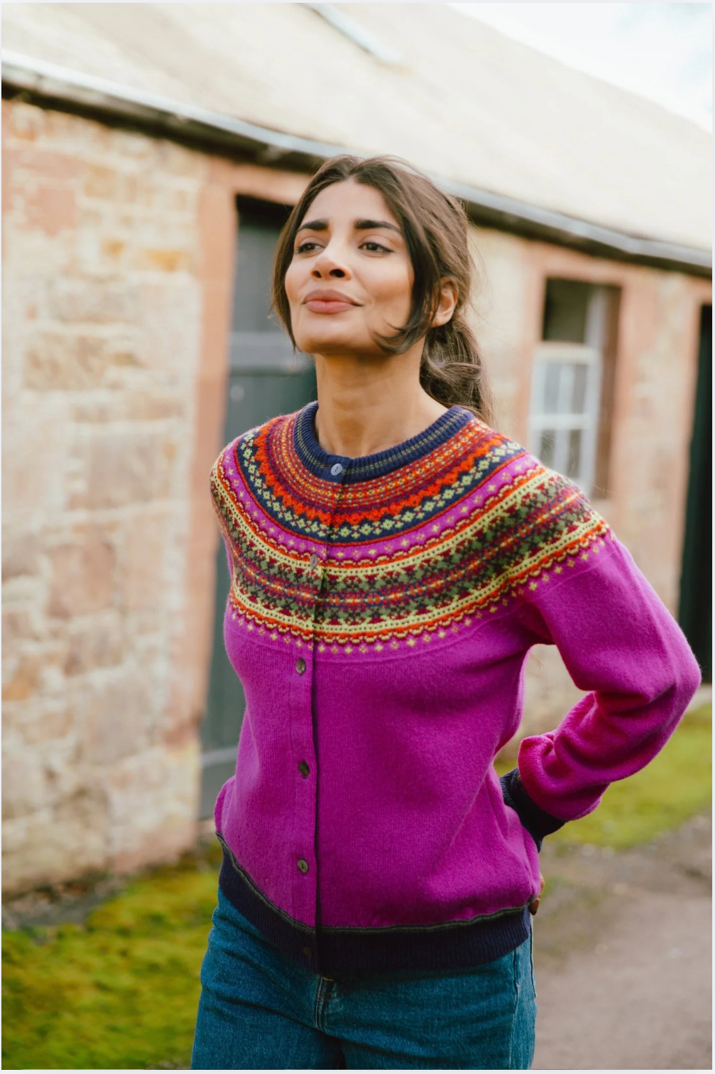 Eribe Knitwear Alpine Short Cardigan in Jazz