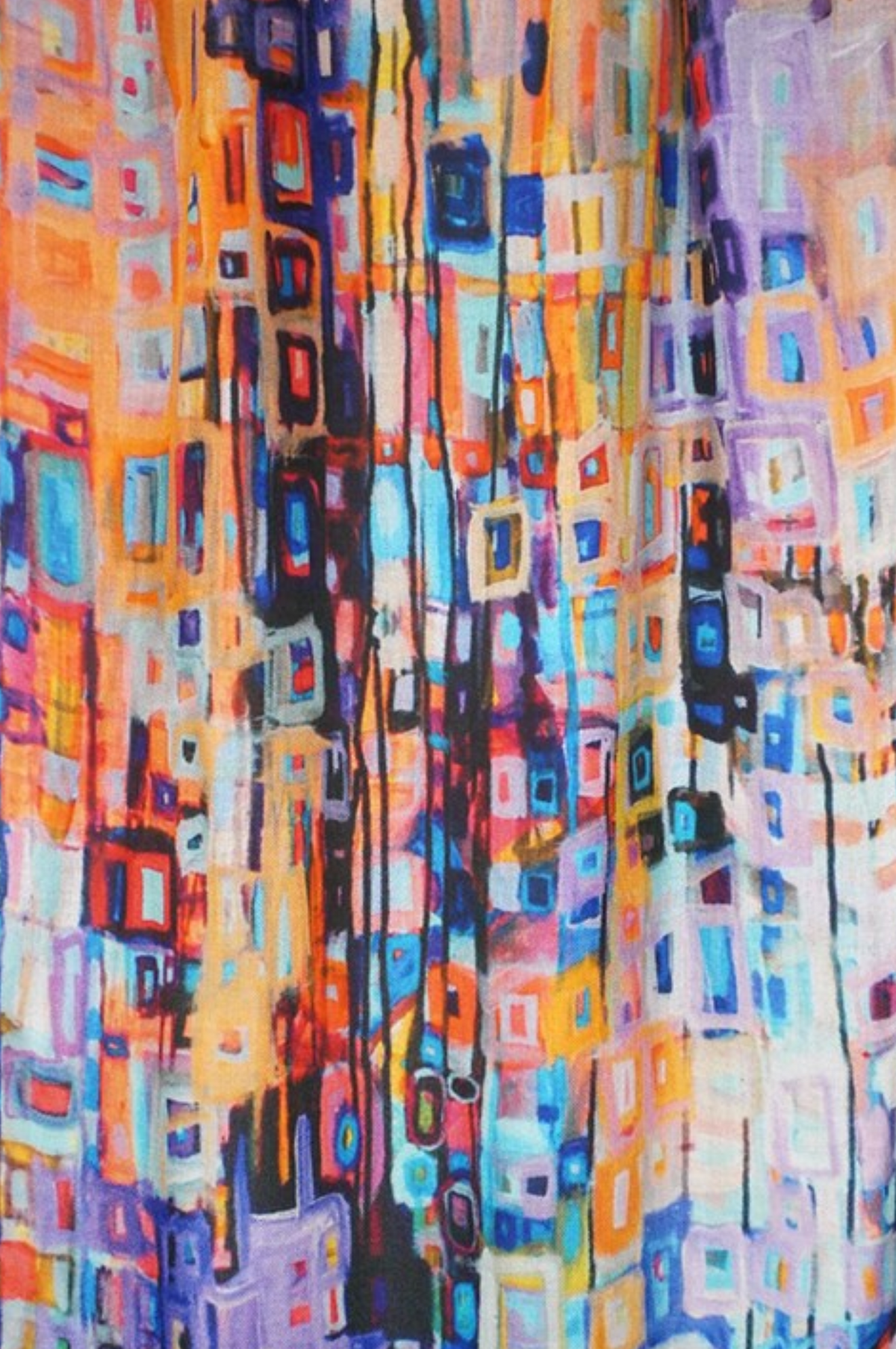 Tradition Textiles Wool Painted Rectangles Scarf