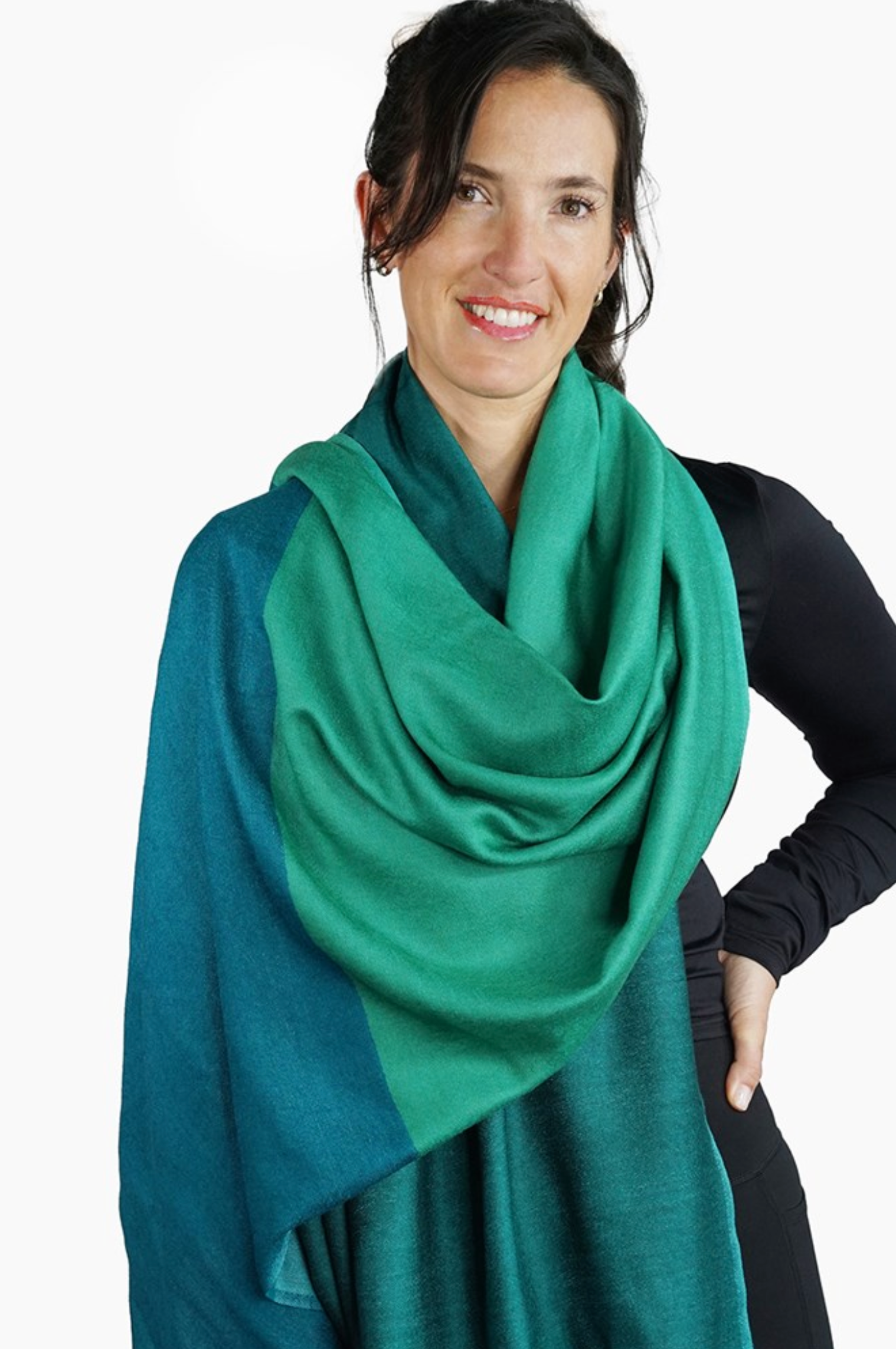 Tradition Textiles Wool Woven Striple Reverse Scarf in Greens