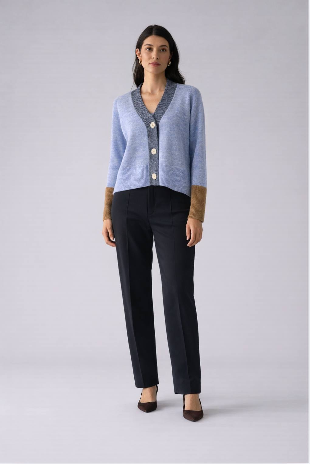 Foil Plush Love Cardi in Blue Combo