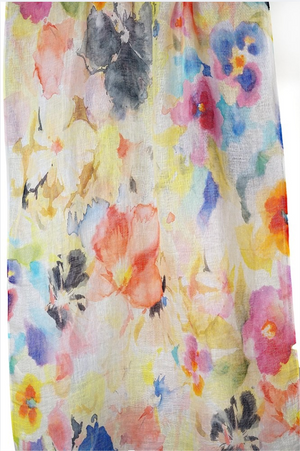 Tradition Textiles 100% Linen Water Blossoms Scarf