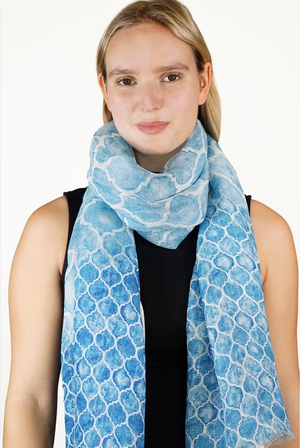 Tradition Textiles 100% Linen Tile Frieze Scarf