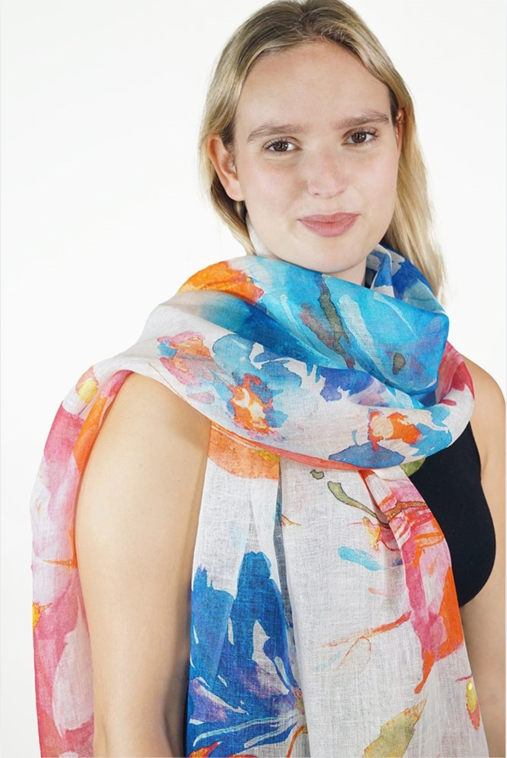 Tradition Textiles 100% Linen Iris Lily Scarf