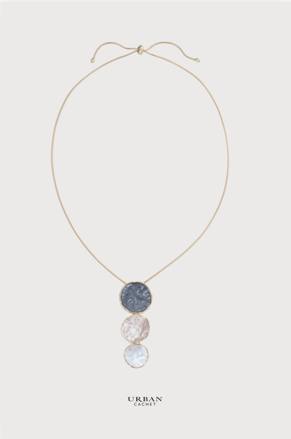 Blue Scarab Iris Necklace in Greys