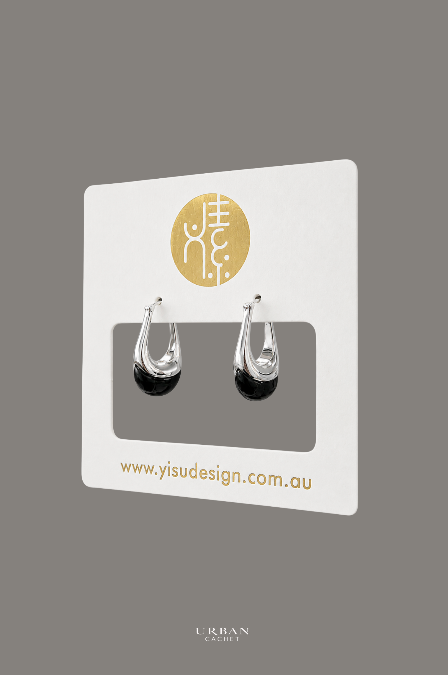 YiSu Design Aurora Drop Earrings in Silver & Black