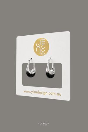 YiSu Design Aurora Drop Earrings in Silver & Black