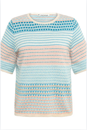 Mansted Denmark Hilde Eco Jacquard Tee in Aqua