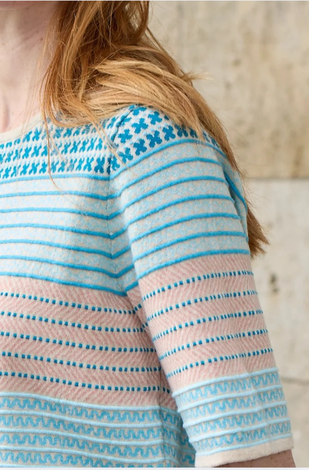 Mansted Denmark Hilde Eco Jacquard Tee in Aqua