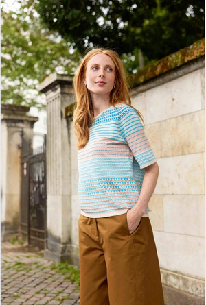 Mansted Denmark Hilde Eco Jacquard Tee in Aqua
