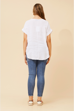 Bottega Moda Short Sleeve Solid Top in White