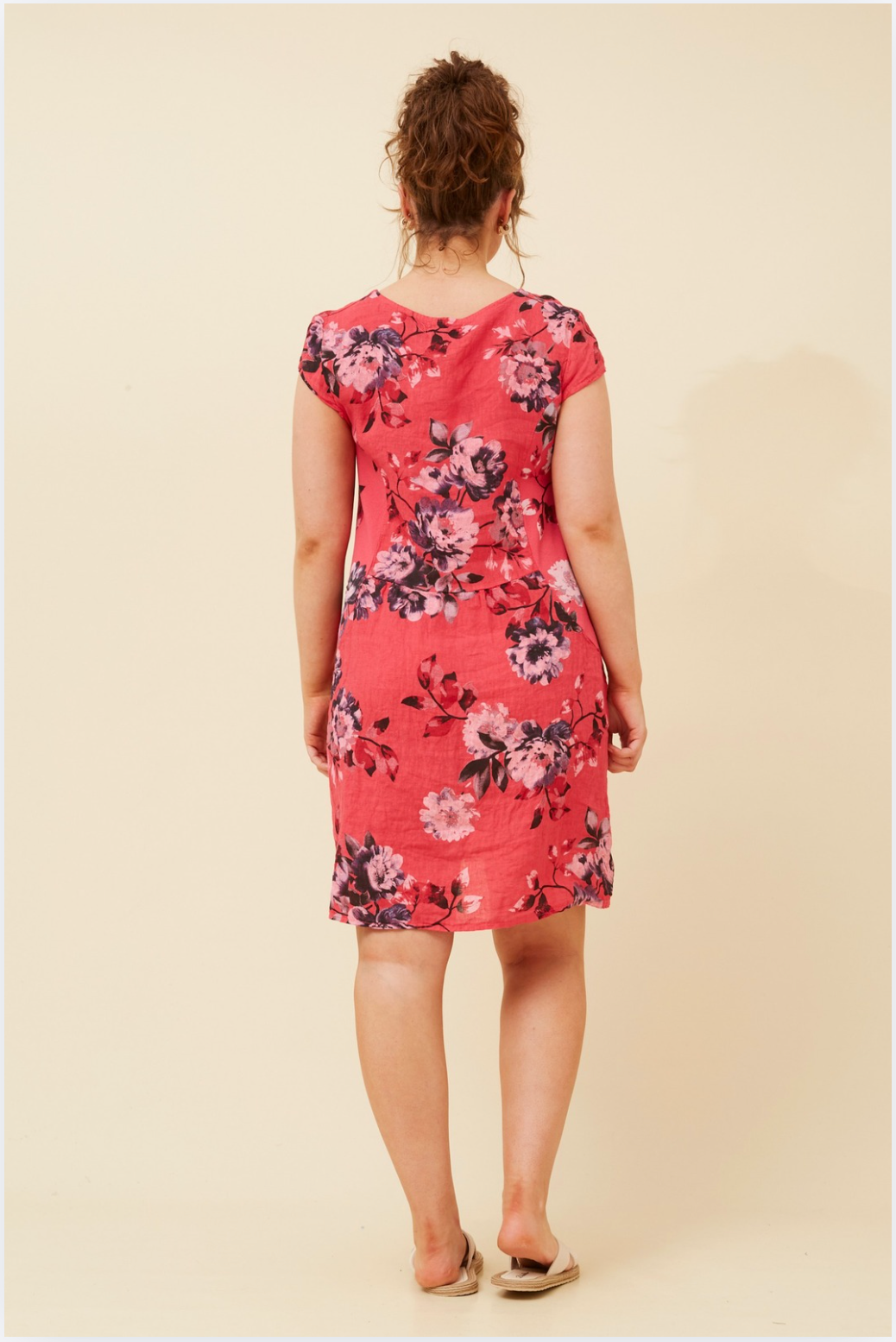 Bottega Moda Short Sleeve Dress in Fragola-Red