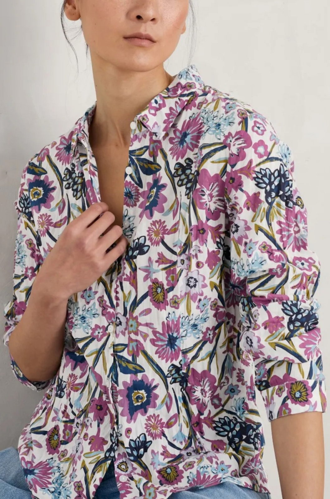 Seasalt Larissa Shirt in Floral Terrain Chalk