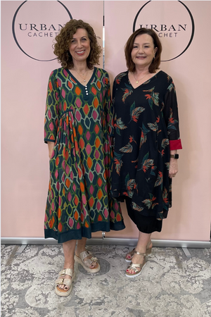 Au Hasard D'un Voyage Opal Lattice Henley Dress in Lagoon Multi