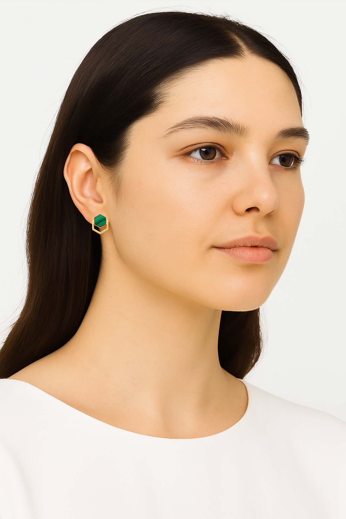 YiSu Design Malachite Hexagon Studs
