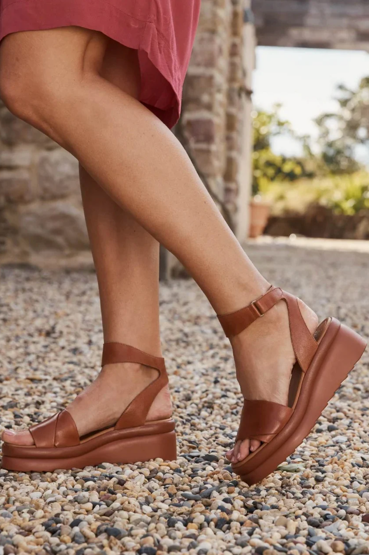 EOS Footwear Menta Sandals in Brandy Leather