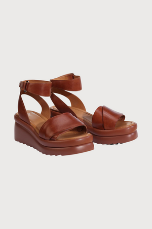EOS Footwear Menta Sandals in Brandy Leather