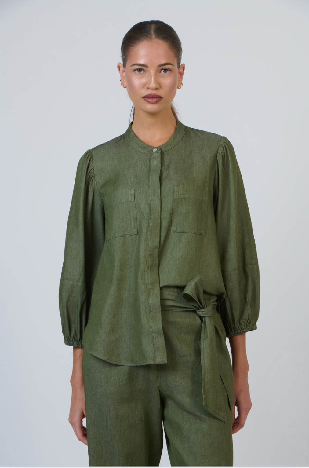 Naturals by O & J Button Through Shirt in Bayleaf Denim