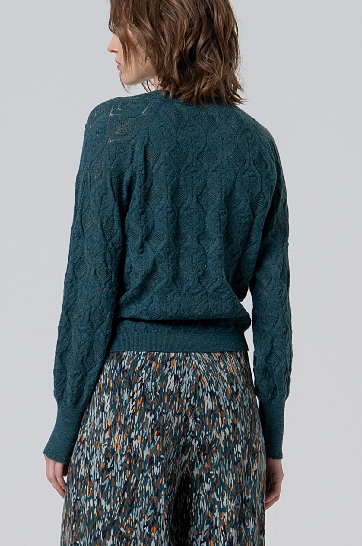 Surkana Braided pattern tricot sweater in Blue