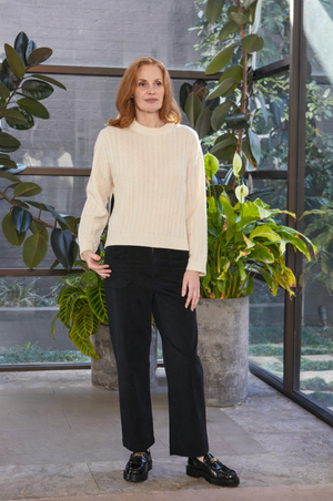 New London Jeans Penrith Loose Leg Ankle Grazer Cord Jean in Black