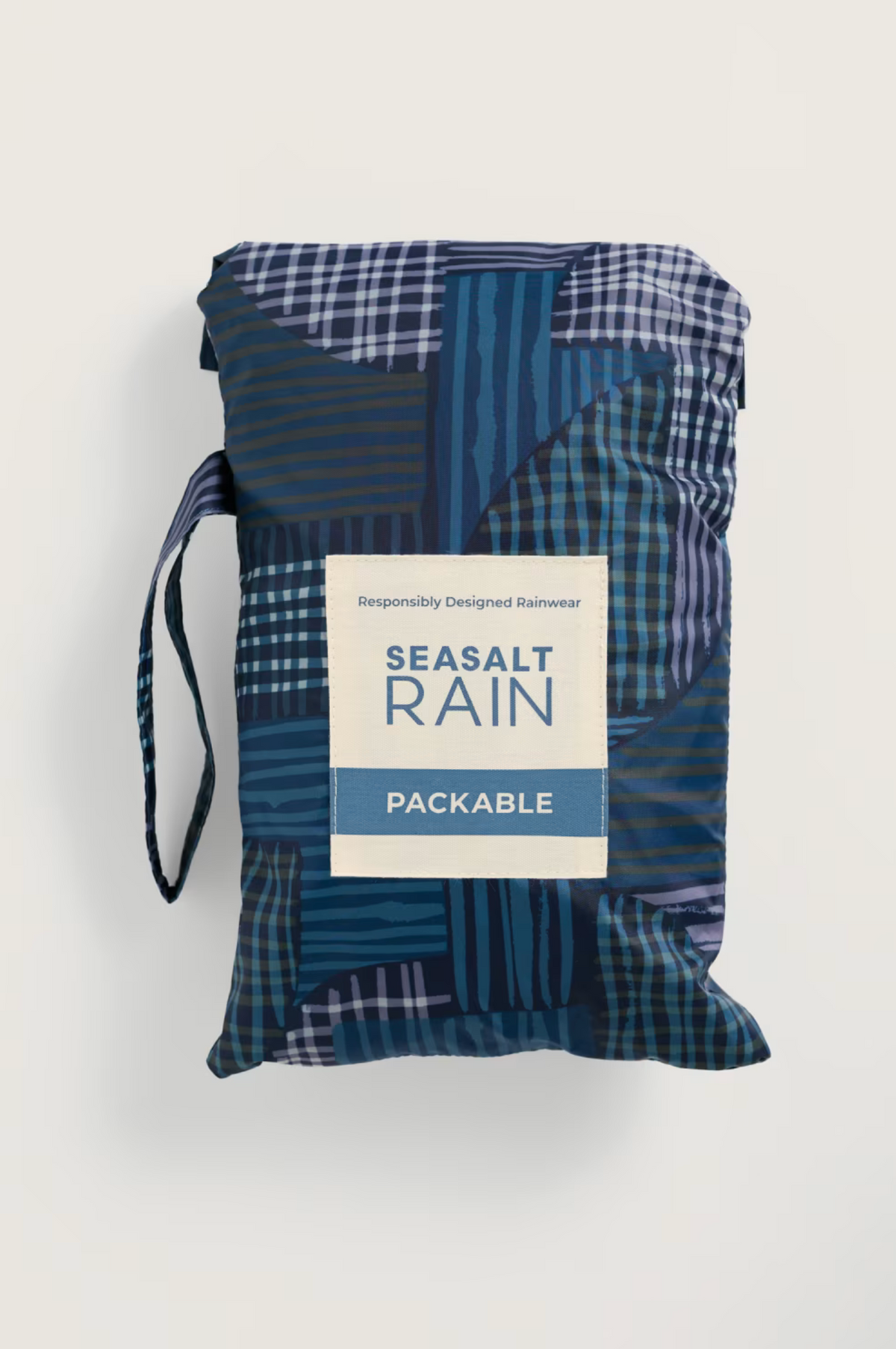 Seasalt Cornwall Packable Raincoat in Inked Patchwork Maritime