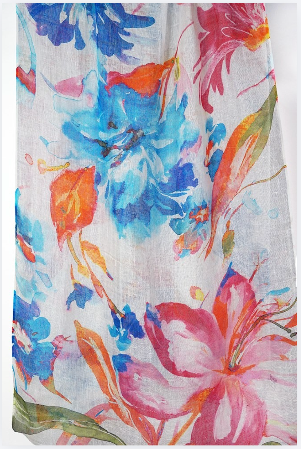 Tradition Textiles 100% Linen Iris Lily Scarf
