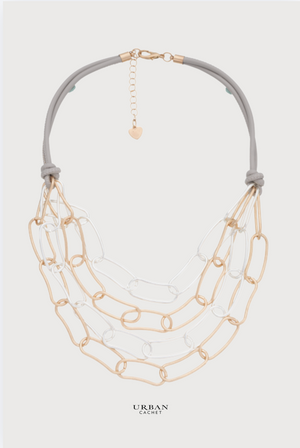 Blue Scarab Zen Necklace with Silver/gold links