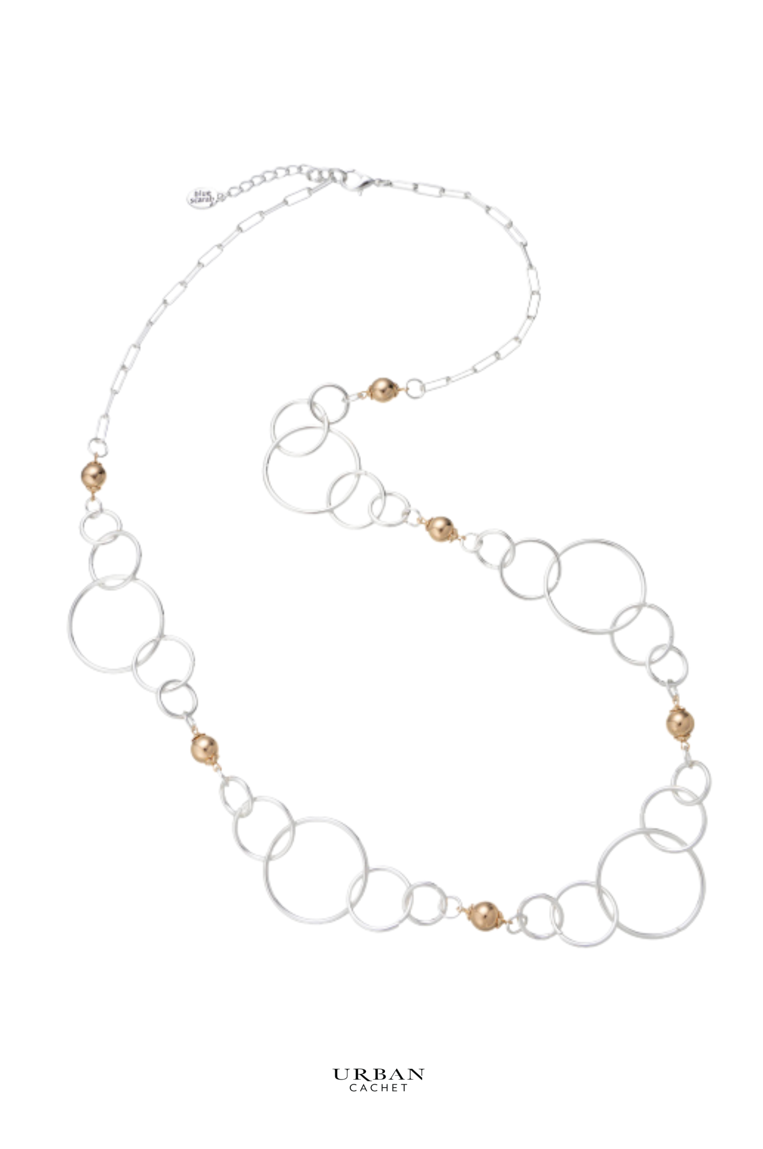 Blue Scarab Lotus Necklace in Silver/Gold Circle