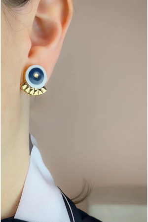Erin Lightfoot Golden Orb Earrings in Blue