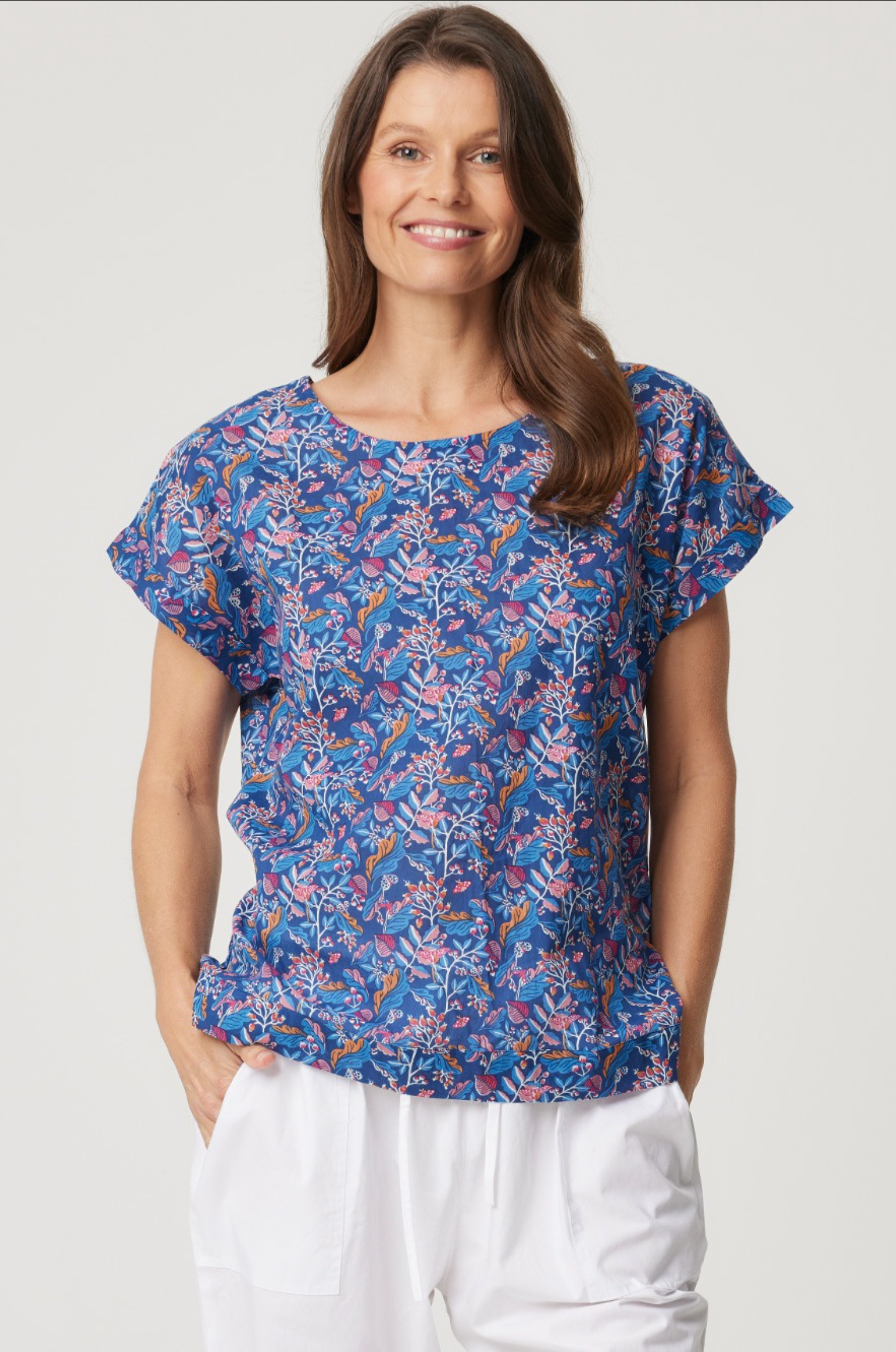 CAKE Vicky Round Neck Cotton Top in Butterfly