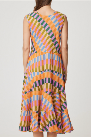 CAKE Illiana Cotton Dress in Rainbow Block