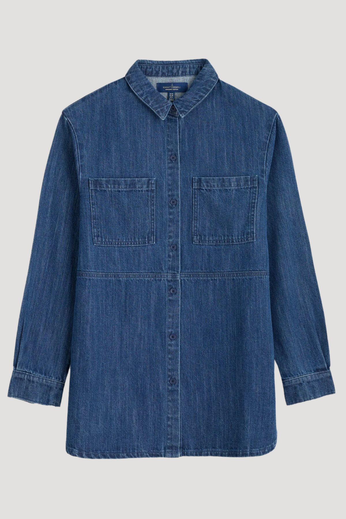 Seasalt Cornwall Starboard Shirt in Mid Wash Rain Slub