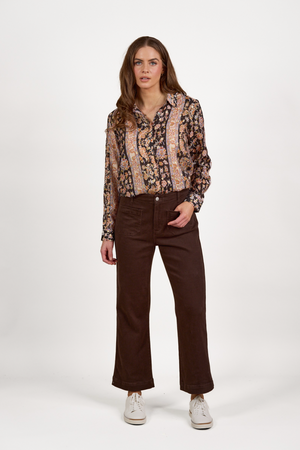 Vassalli Wide Leg Ankle Grazer Jean in Chocolate